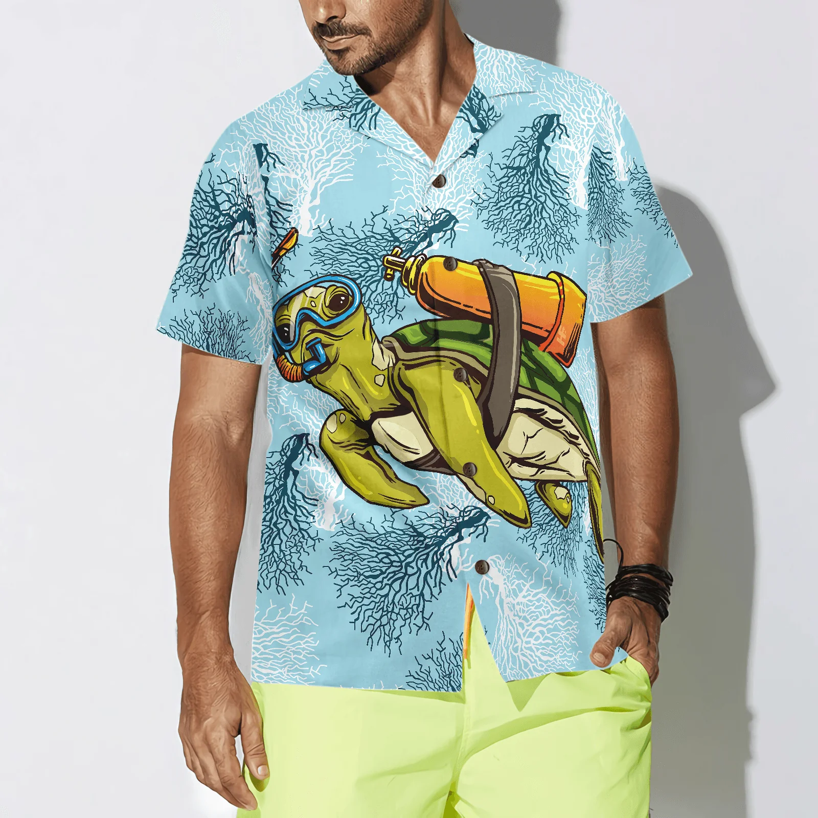 Turtle Scuba Diving Hawaiian Shirt, Colorful Summer Aloha Shirt For Men Women, Gift For Friend, Team, Family, Diving Lovers, Turtle Lovers - Image 5