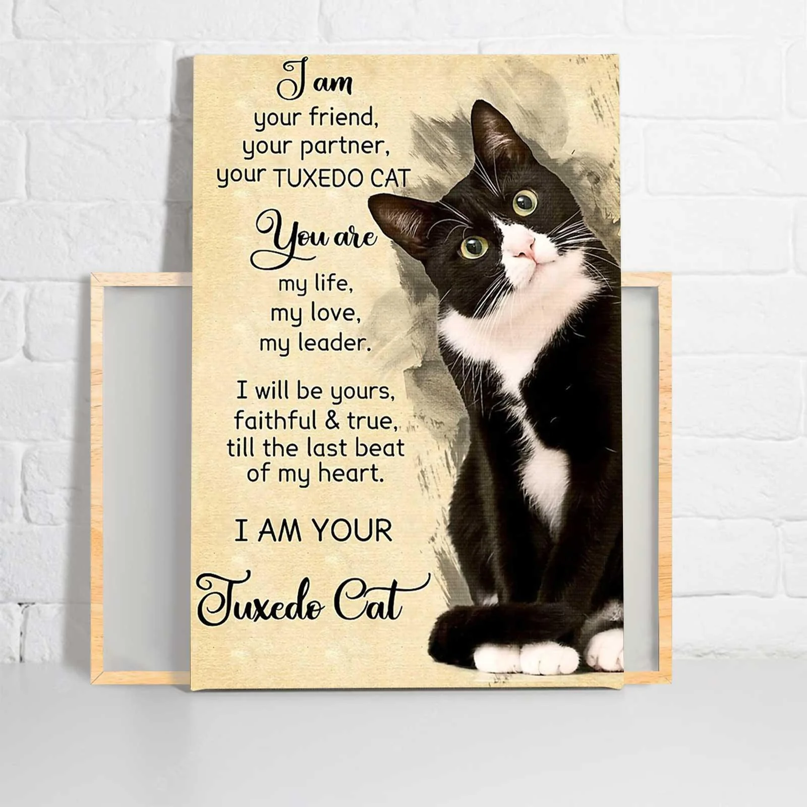 Tuxedo Cat Portrait Canvas - I Am Your Friend, Your Partner - Gift For Family, Friends, Lovers Cat Portrait Canvas Prints - Image 2