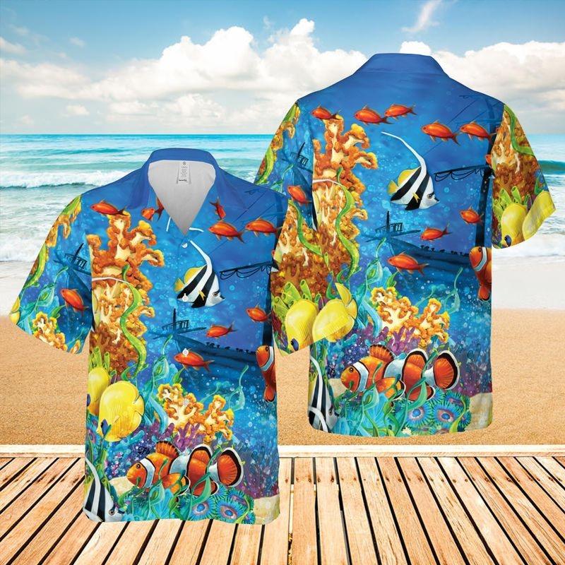 Undersea Aloha Hawaiian Shirt - Watercolor Undersea Artwork Hawaiian Shirt, Sea Fish Hawaiian Shirt For Men & Women, Sea Lover - Image 2