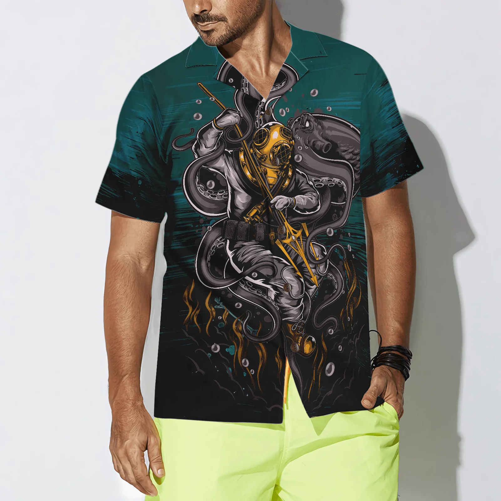 Underwater Scuba Diving Hawaiian Shirt, Colorful Summer Aloha Shirt For Men Women, Gift For Friend, Family, Husband, Wife, Boyfriend - Image 5