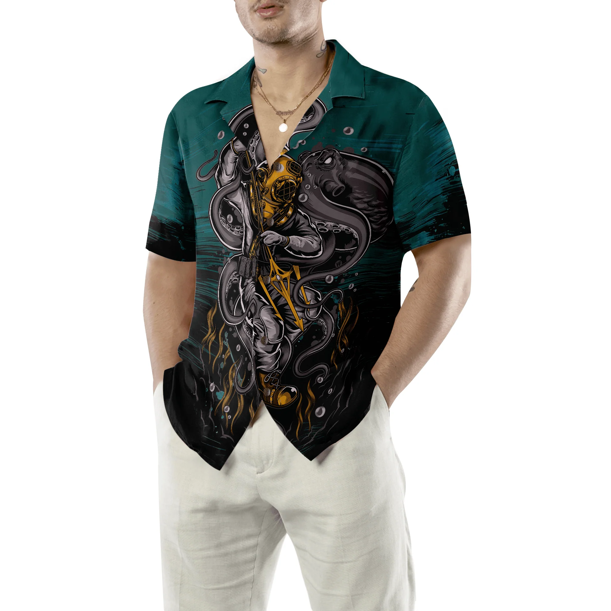 Underwater Scuba Diving Hawaiian Shirt, Colorful Summer Aloha Shirt For Men Women, Gift For Friend, Family, Husband, Wife, Boyfriend - Image 6