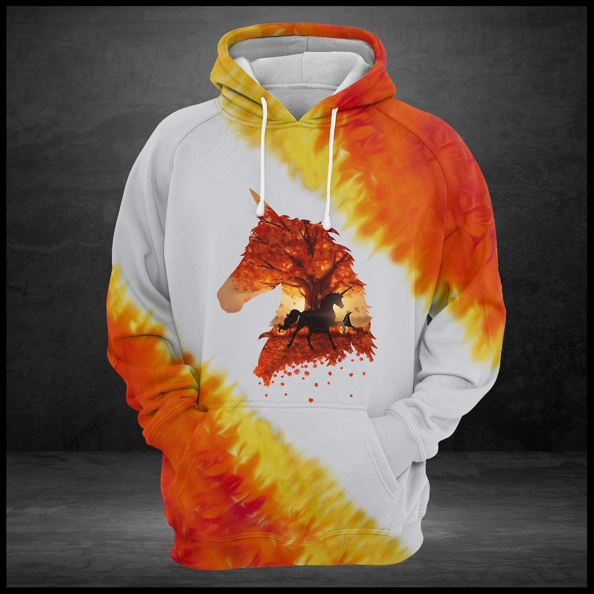 Unicorn Autumn Leaf Pullover Premium Hoodie , Perfect Outfit For Men And Women On Christmas New Year Autumn Winter - Image 3