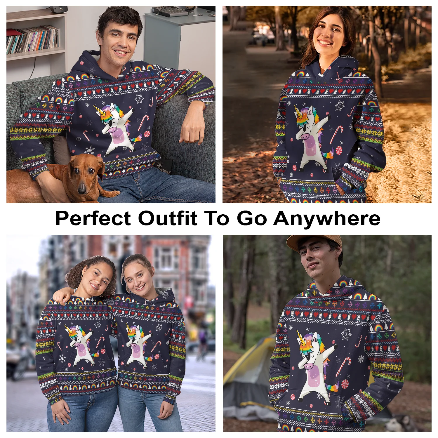 Unicorn Dab Christmas Pullover Premium Hoodie , Perfect Outfit For Men And Women On Christmas New Year Autumn Winter - Image 3
