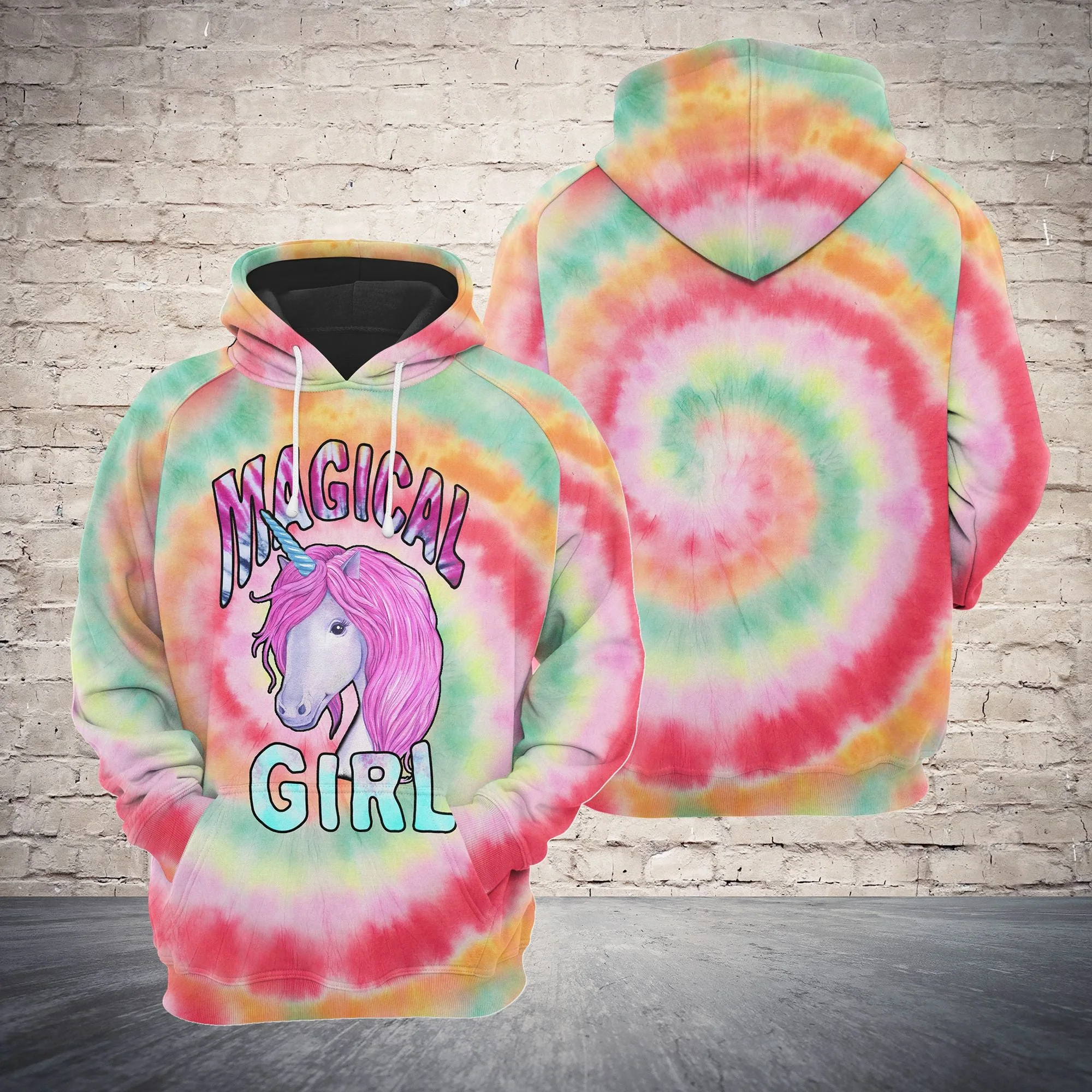 Unicorn Magical Girl Pullover Premium Hoodie , Perfect Outfit For Men And Women On Christmas New Year Autumn Winter