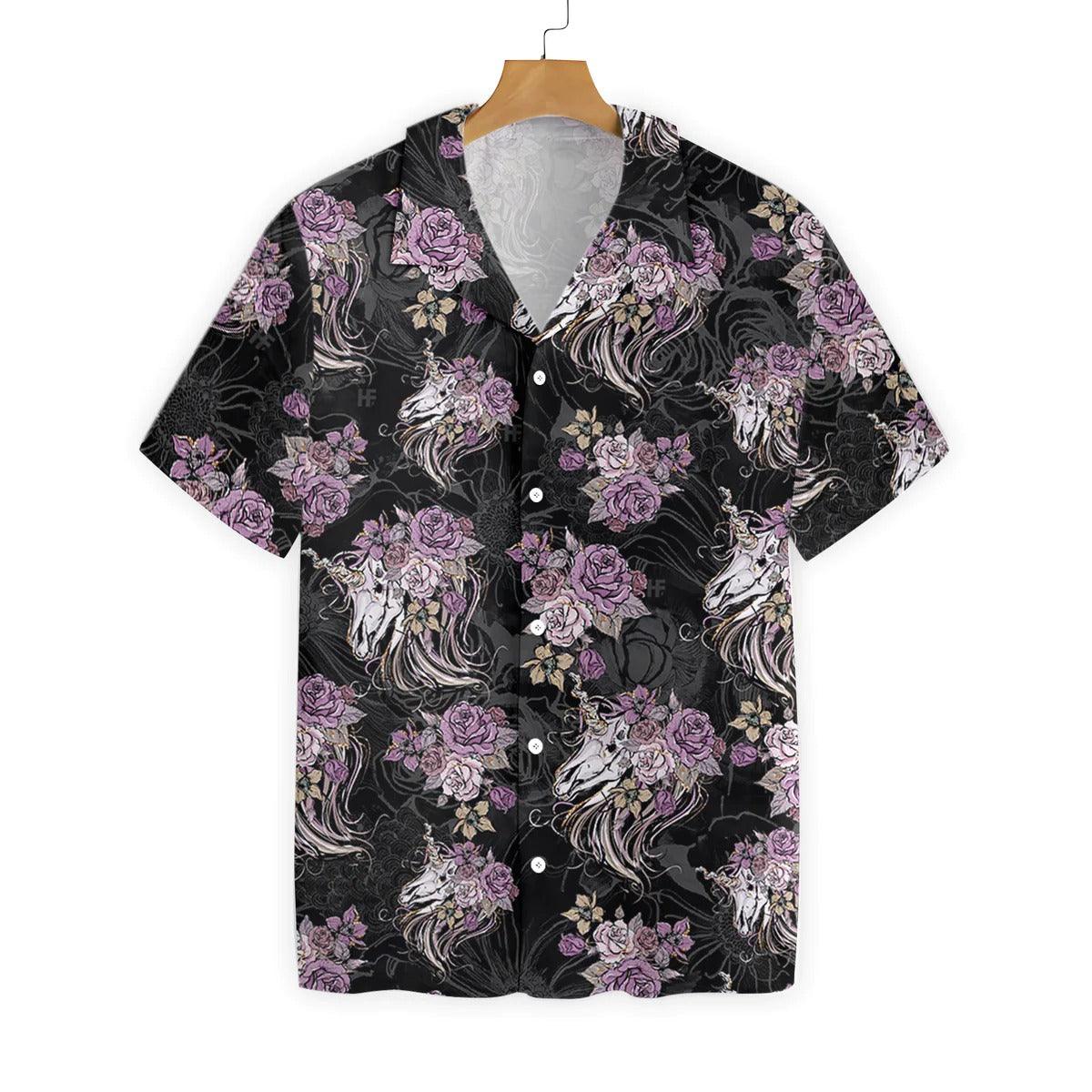 Unicorn Skull Flowers Hawaiian Shirt, Unicorn Skull Aloha Shirt, Flowers Hawaiian Shirt - Perfect Gift For Men Women, Friends, Family - Image 3