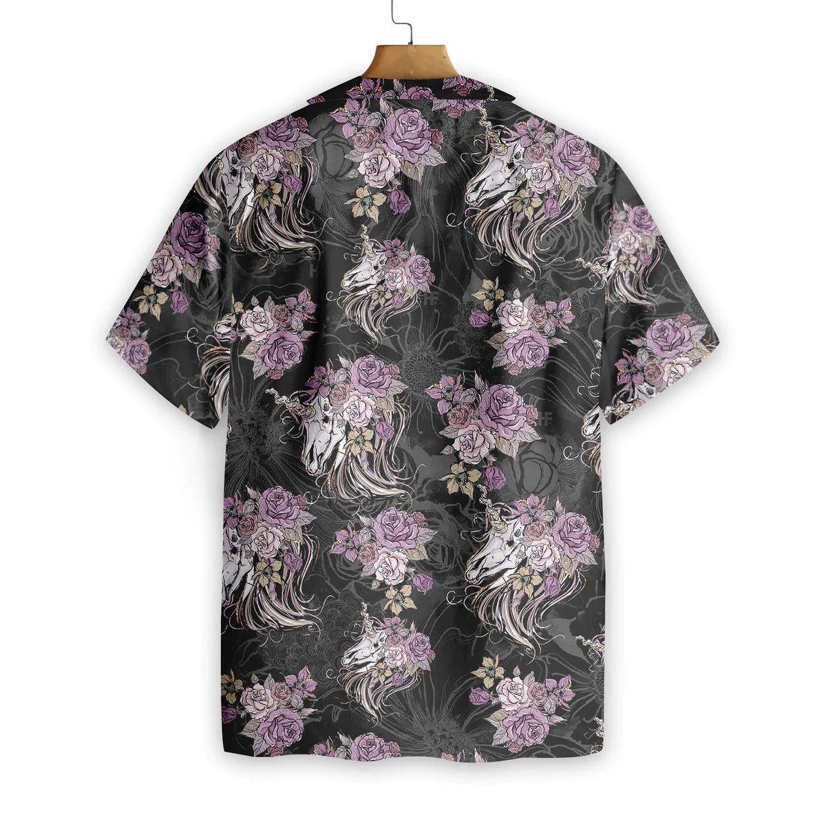 Unicorn Skull Flowers Hawaiian Shirt, Unicorn Skull Aloha Shirt, Flowers Hawaiian Shirt - Perfect Gift For Men Women, Friends, Family - Image 4
