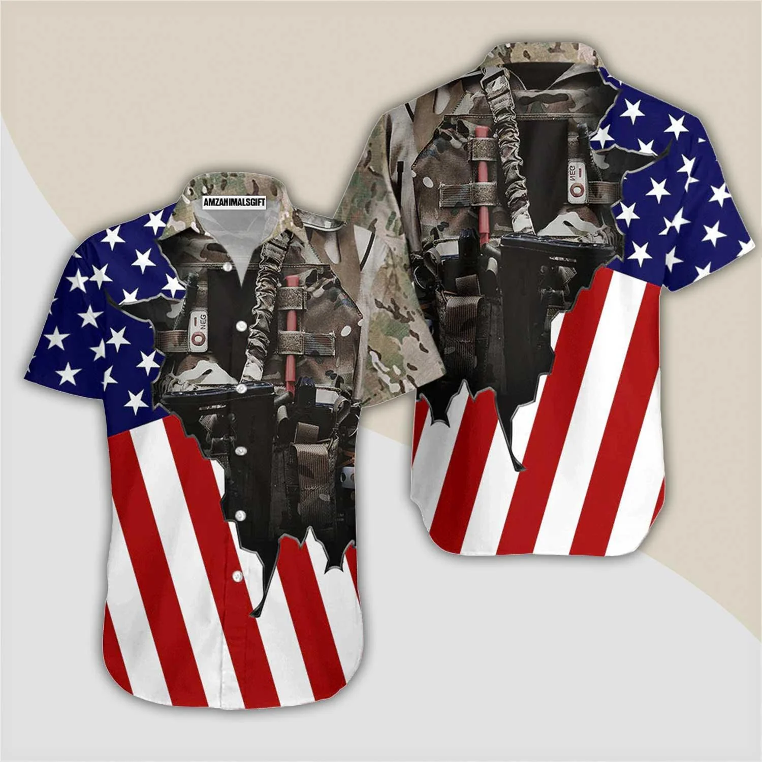 Us Army Uniform American Flag Patriotic Black Aloha Hawaiian Shirts For Men Women, 4th Of July Gift For Summer, Friend, Family, Independence Day