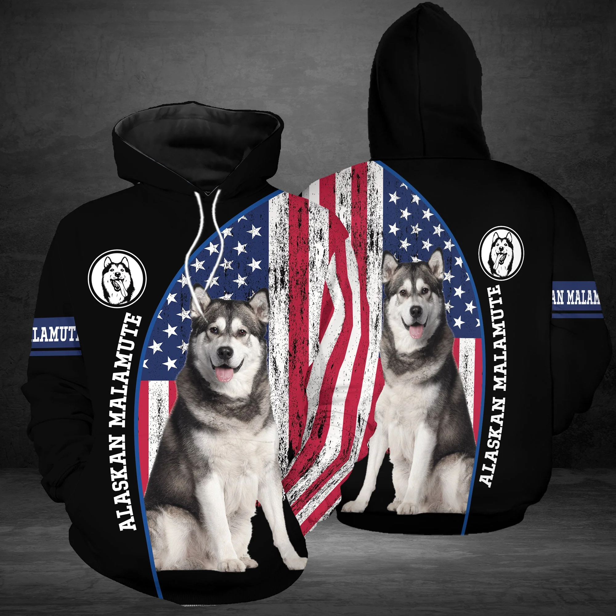 US Flag Alaskan Malamute Pullover Premium Hoodie , Perfect Outfit For Men And Women On Christmas New Year Autumn Winter - Image 2