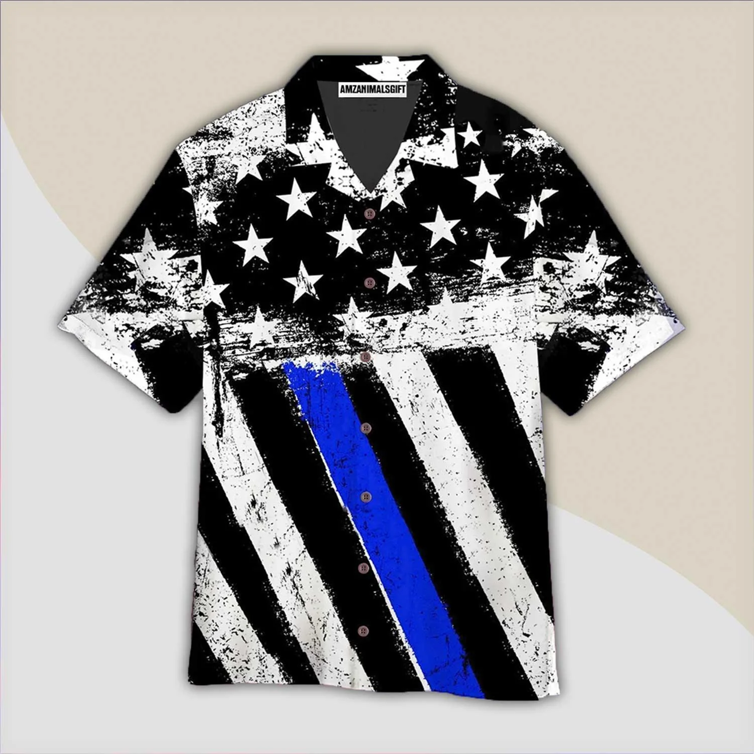 USA Blue And Black White American Flag Aloha Hawaiian Shirts For Men Women, 4th Of July Gift For Summer, Friend, Family, Independence Day