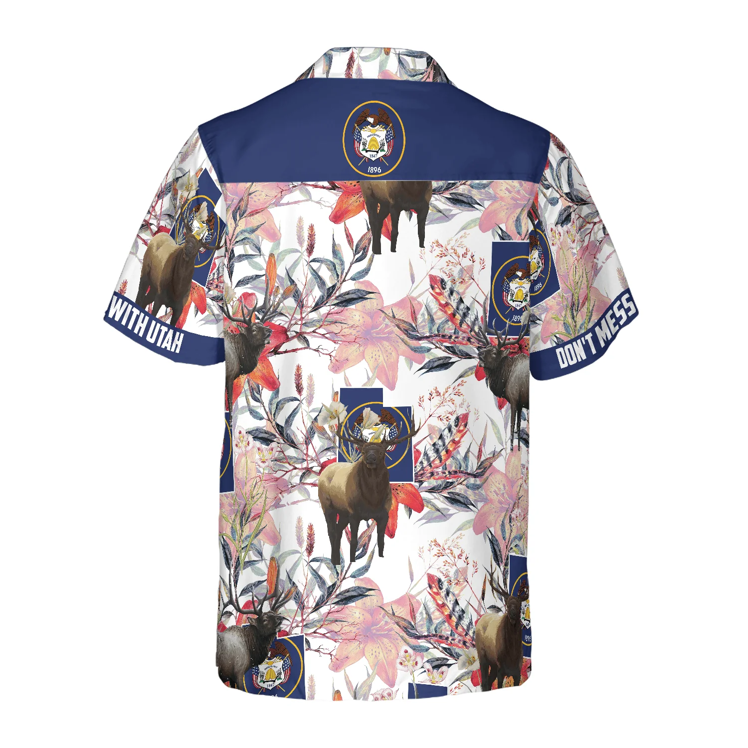 Utah Elk And The Sego Lily Hawaiian Shirt, Don't Mess With Utah, Proud Utah, Colorful Summer Aloha Shirt For Men Women, Perfect Gift For Friend Family - Image 3