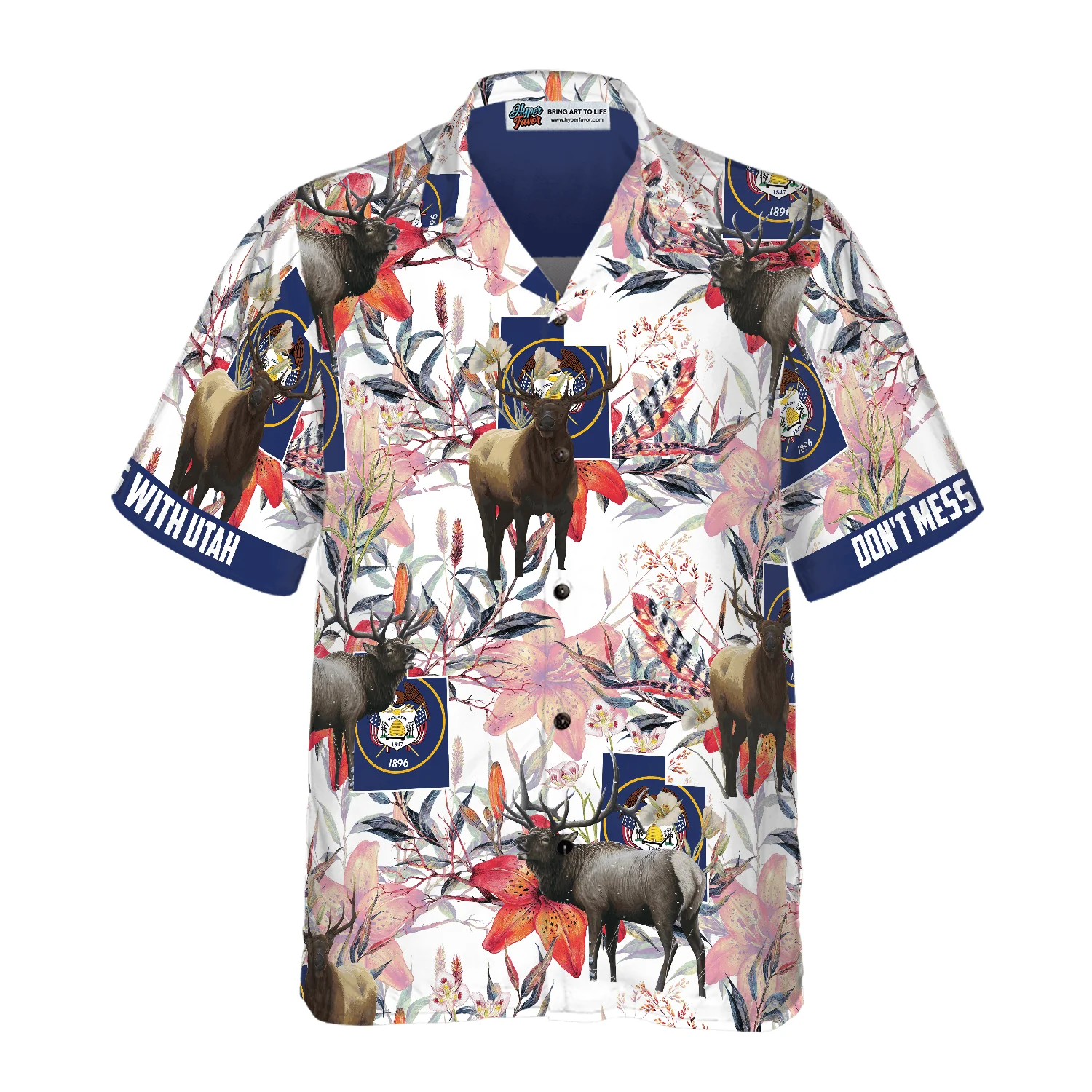 Utah Elk And The Sego Lily Hawaiian Shirt, Don't Mess With Utah, Proud Utah, Colorful Summer Aloha Shirt For Men Women, Perfect Gift For Friend Family - Image 5