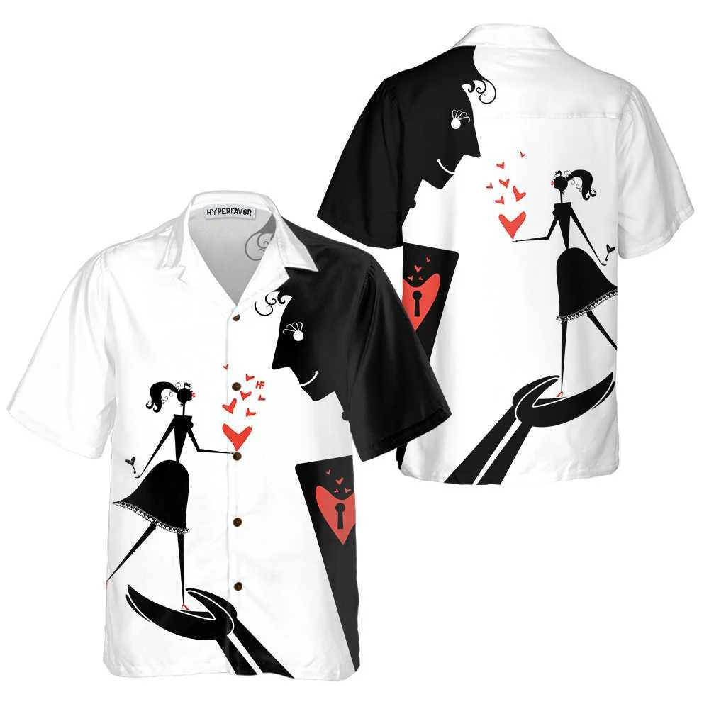 Valentine Big Man And Little Woman Aloha Hawaiian Shirt For Summer, Couple Hawaiian Shirt For Men Women Adults, Valentine Day Gift For Couples - Image 2
