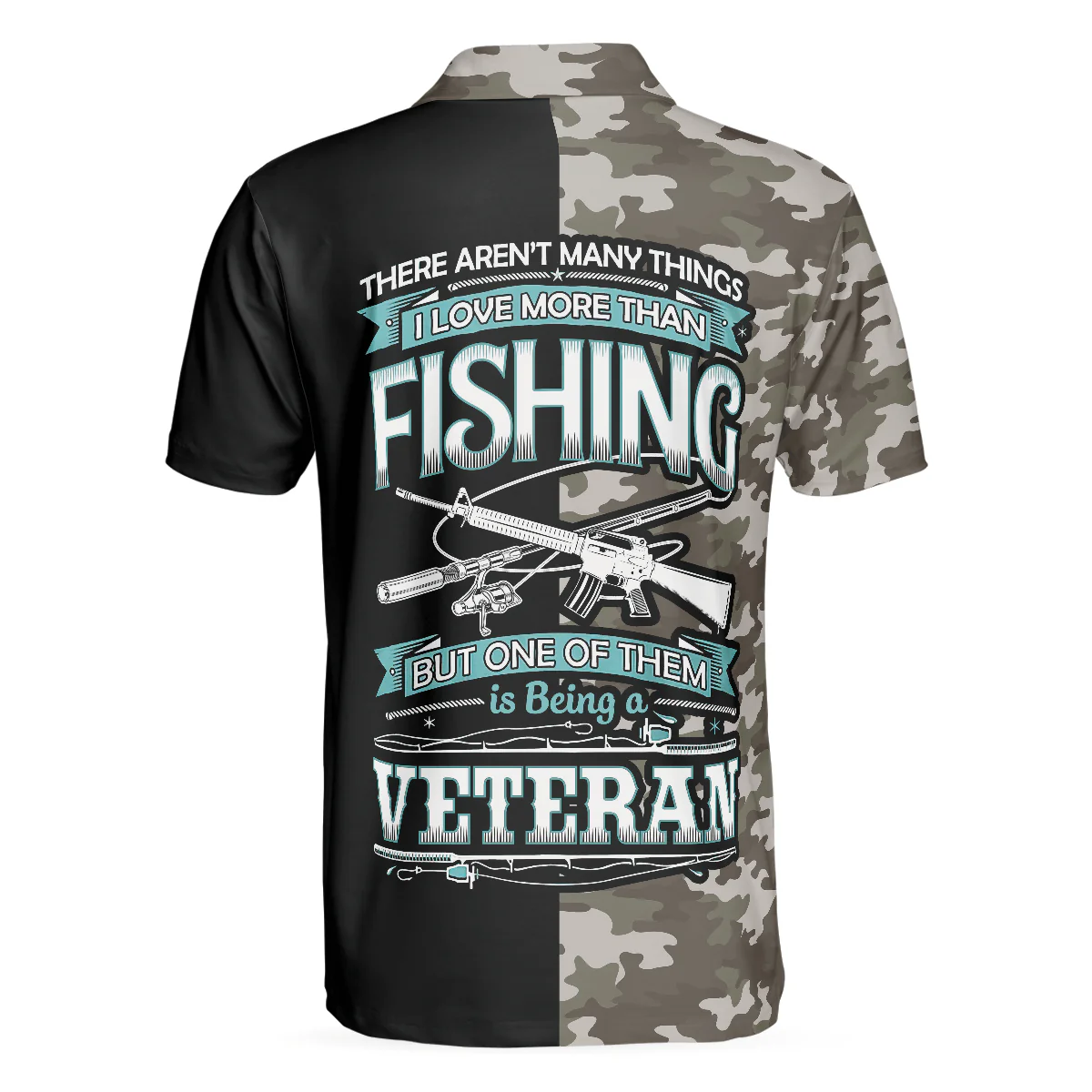 Veteran Fishing With American Flag Polo Shirt, Camouflage Veteran Fisher Sketching Polo Shirt, Patriotic Fishing Shirt For Men - Perfect Gift For Men - Image 2