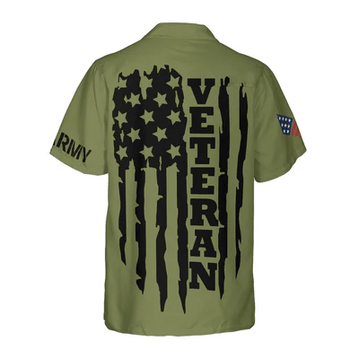 Veteran Hawaiian Shirt, American Flag Proud Veteran's Silhouette Aloha Shirt For Men - Gift For Veteran, Husband, Boyfriend, Family, Friends - Image 4