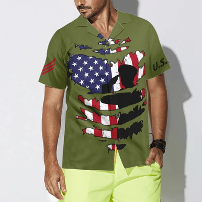 Veteran Hawaiian Shirt, American Flag Proud Veteran's Silhouette Aloha Shirt For Men - Gift For Veteran, Husband, Boyfriend, Family, Friends - Image 5