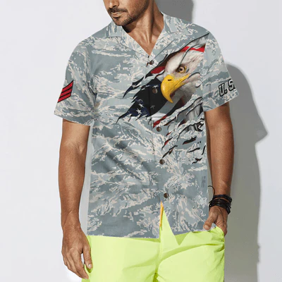 Veteran Hawaiian Shirt, Eagle Veteran Proud US Airforce Camouflage Aloha Shirt For Men - Gift For Veteran, Husband, Boyfriend, Family, Friends - Image 5