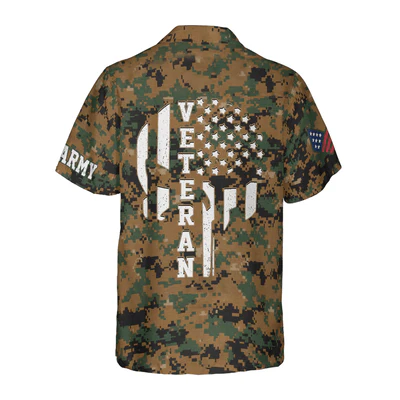 Veteran Hawaiian Shirt, Eagle Veteran Proud US Marine Camouflage Aloha Shirt For Men - Gift For Veteran, Husband, Boyfriend, Family, Friends - Image 4