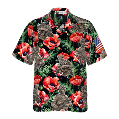 Veteran Hawaiian Shirt, Veteran Less We Forget, Tropical Floral Aloha Shirt For Men - Gift For Veteran, Husband, Boyfriend, Family, Friends - Image 3