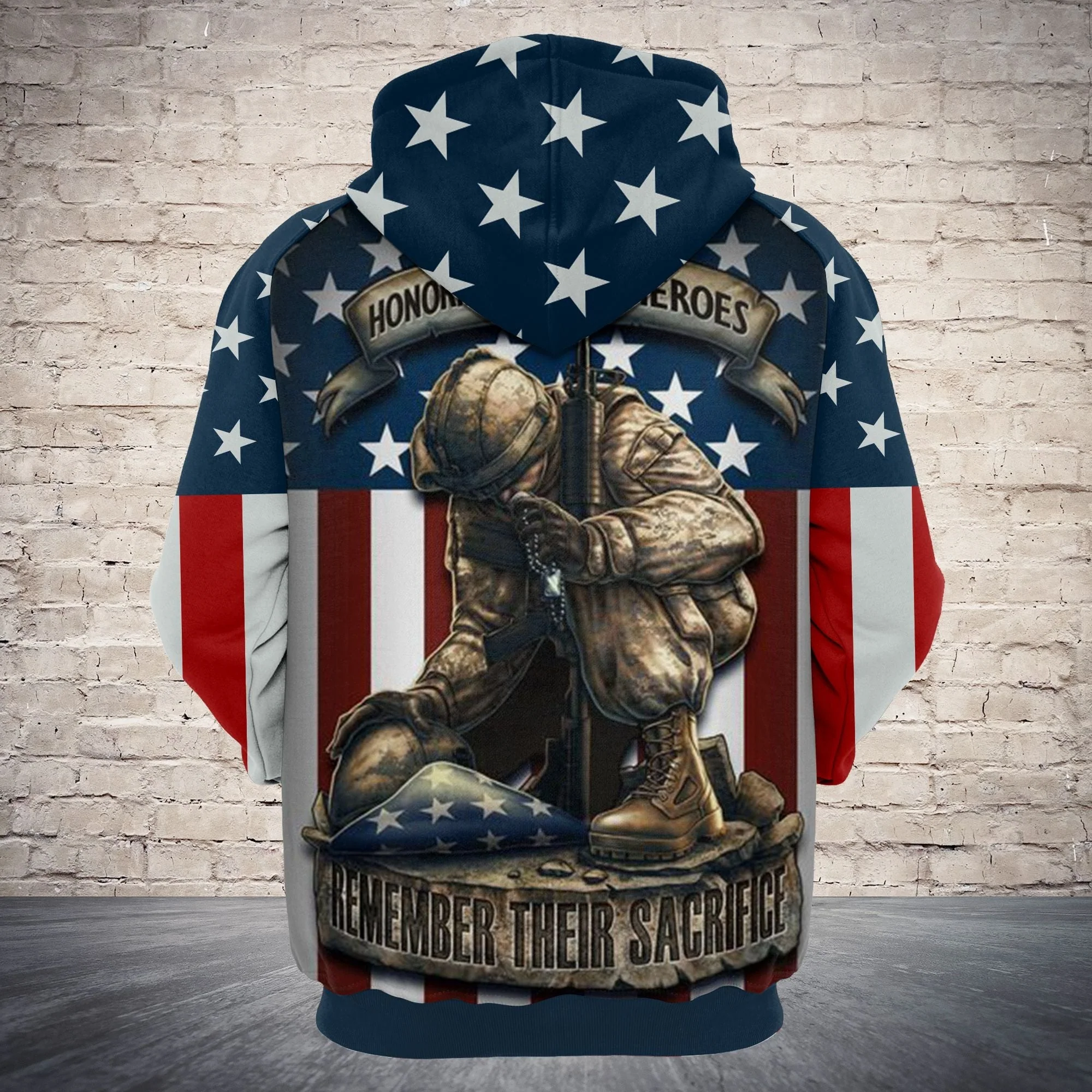 Veteran Our Heroes American Flag Pullover Premium Hoodie, Perfect Outfit For Men And Women On Christmas New Year Autumn Winter - Image 3