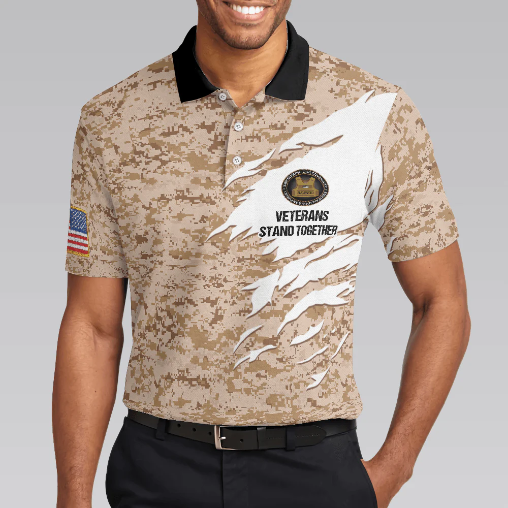 Veterans Stand Together Polo Shirt, Empowering Our Community Polo Shirt - Perfect Gift For Men - Image 4