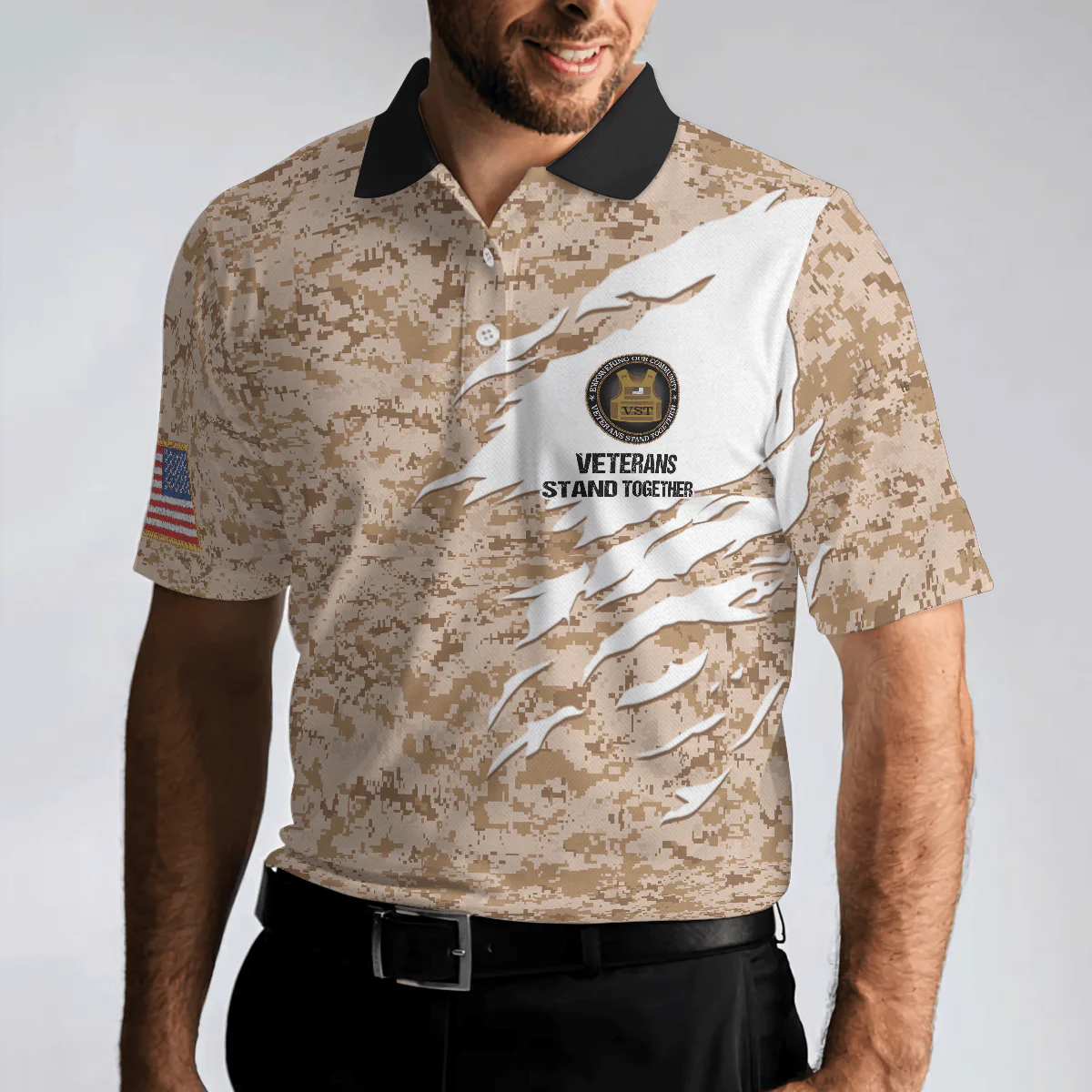 Veterans Stand Together Polo Shirt, Empowering Our Community Polo Shirt - Perfect Gift For Men - Image 5