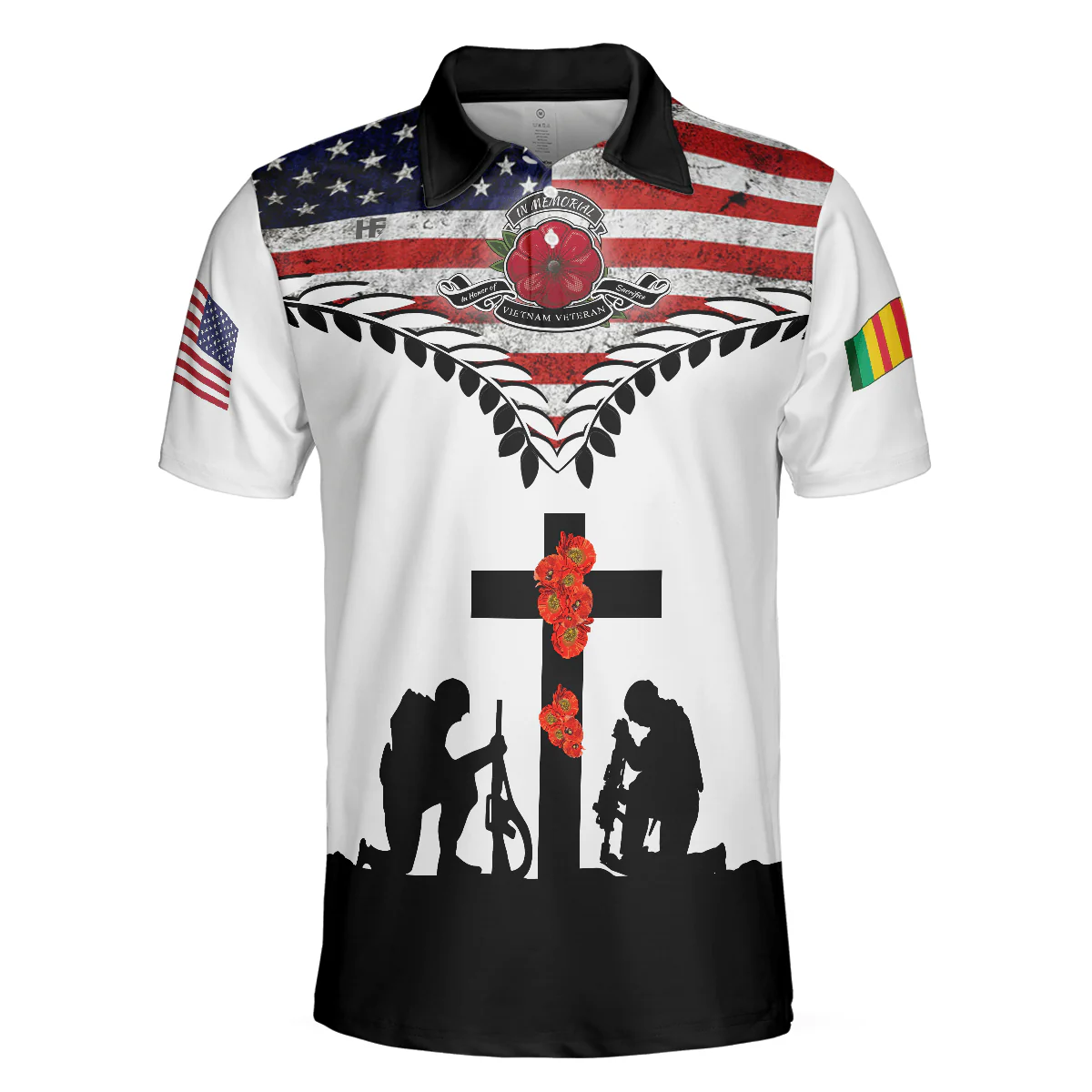 Vietnam Veteran Polo Shirt, American Flag Veteran Shirt Design, Thoughtful Gift For Vietnam Veterans - Perfect Gift For Men - Image 3
