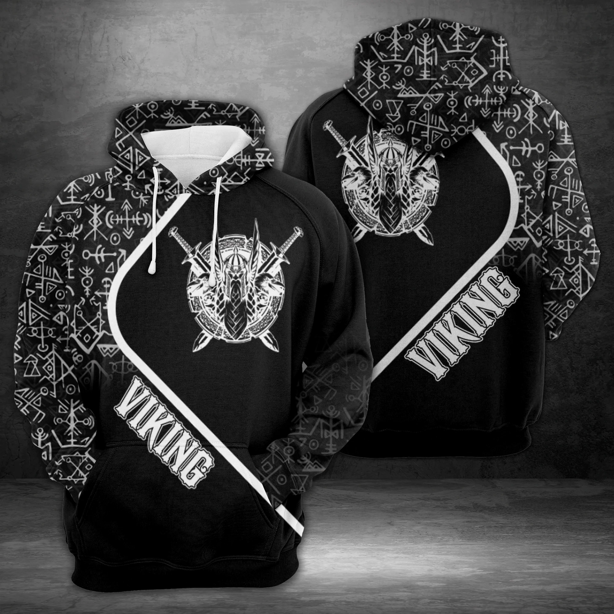 Viking Pattern Pullover Premium Hoodie, Perfect Outfit For Men And Women On Christmas New Year Autumn Winter