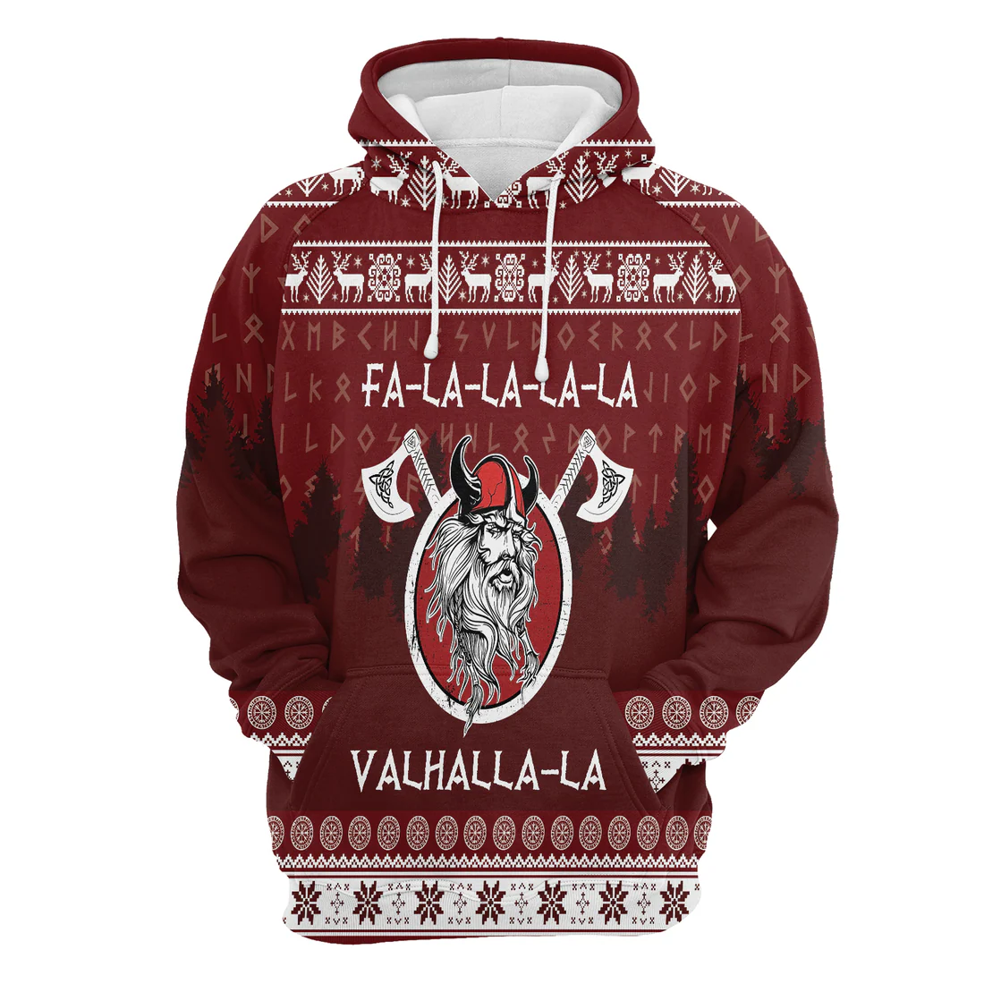 Viking Premium Christmas Hoodie, Fa-la-la-la-la Valhalla-la Viking Unisex Hoodie For Men & Women - Perfect Gift For Christmas, Viking Lover - Image 4