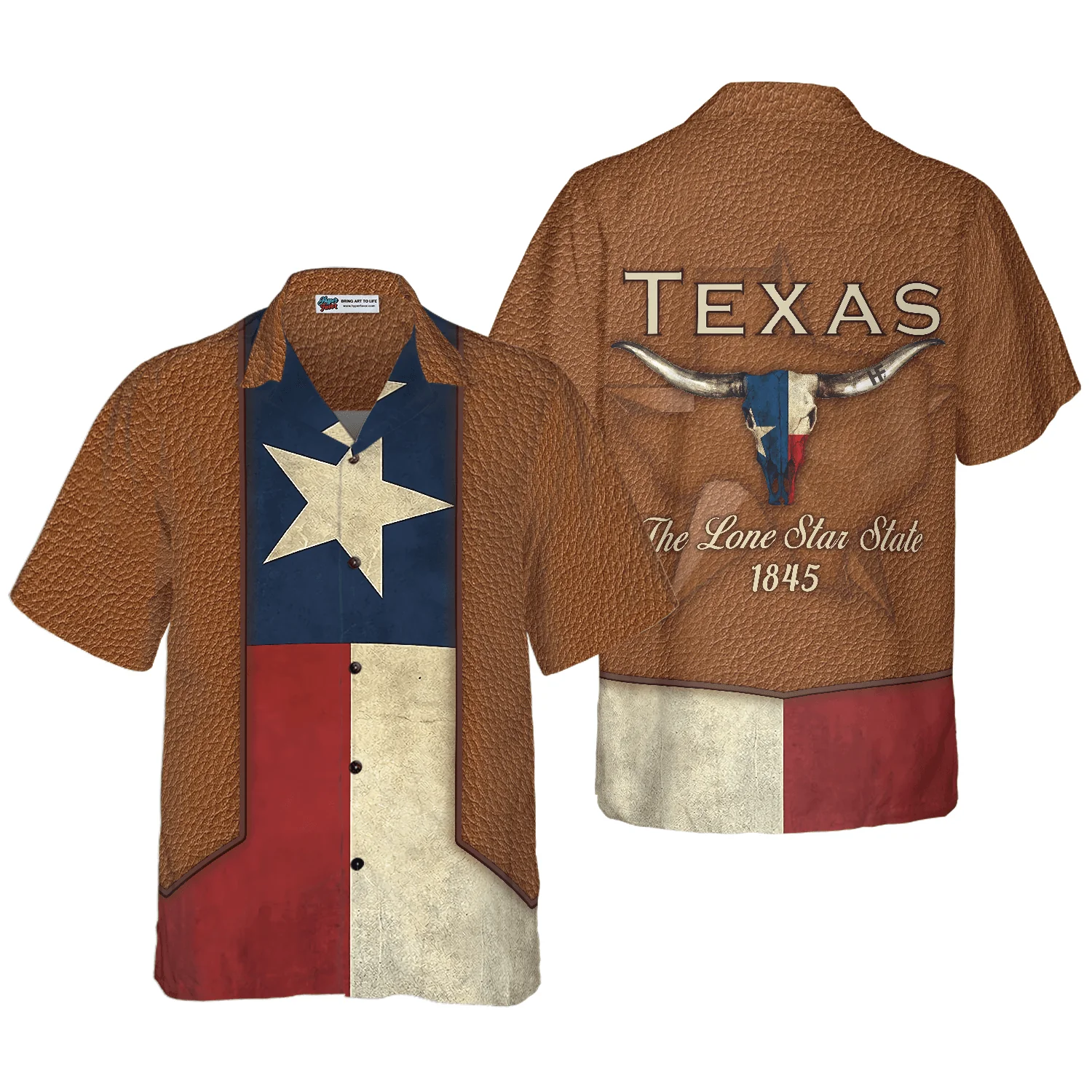 Vintage Texas Flag Hawaiian Shirt, The Lone Star State Cowboy Style Texas 1845, Summer Aloha Shirt, Perfect Gift For Men Women - Image 2