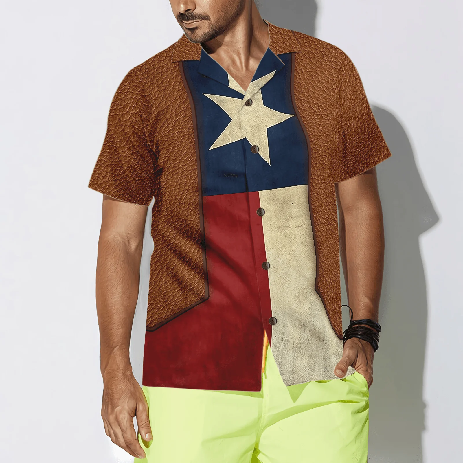 Vintage Texas Flag Hawaiian Shirt, The Lone Star State Cowboy Style Texas 1845, Summer Aloha Shirt, Perfect Gift For Men Women - Image 5