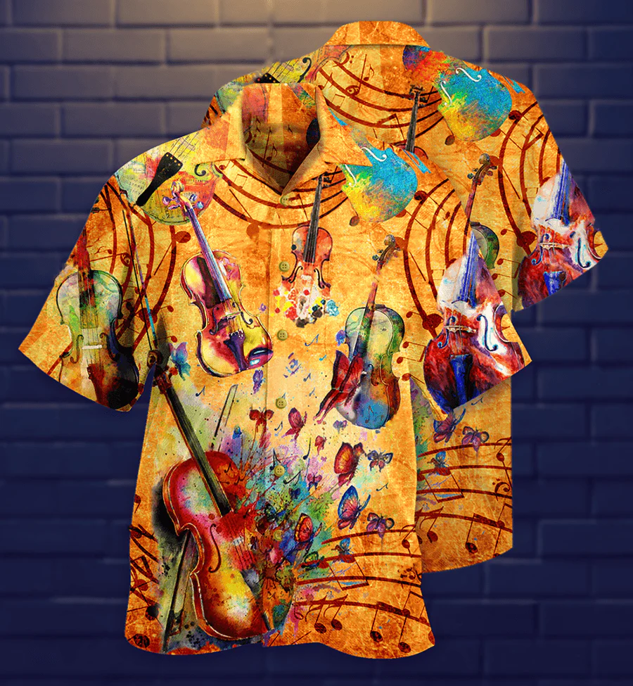Violin Aloha Hawaiian Shirt For Summer, Violin Love And Peace Life With Music Hawaiian Shirts Outfit For Men Women, Music Violin Lovers