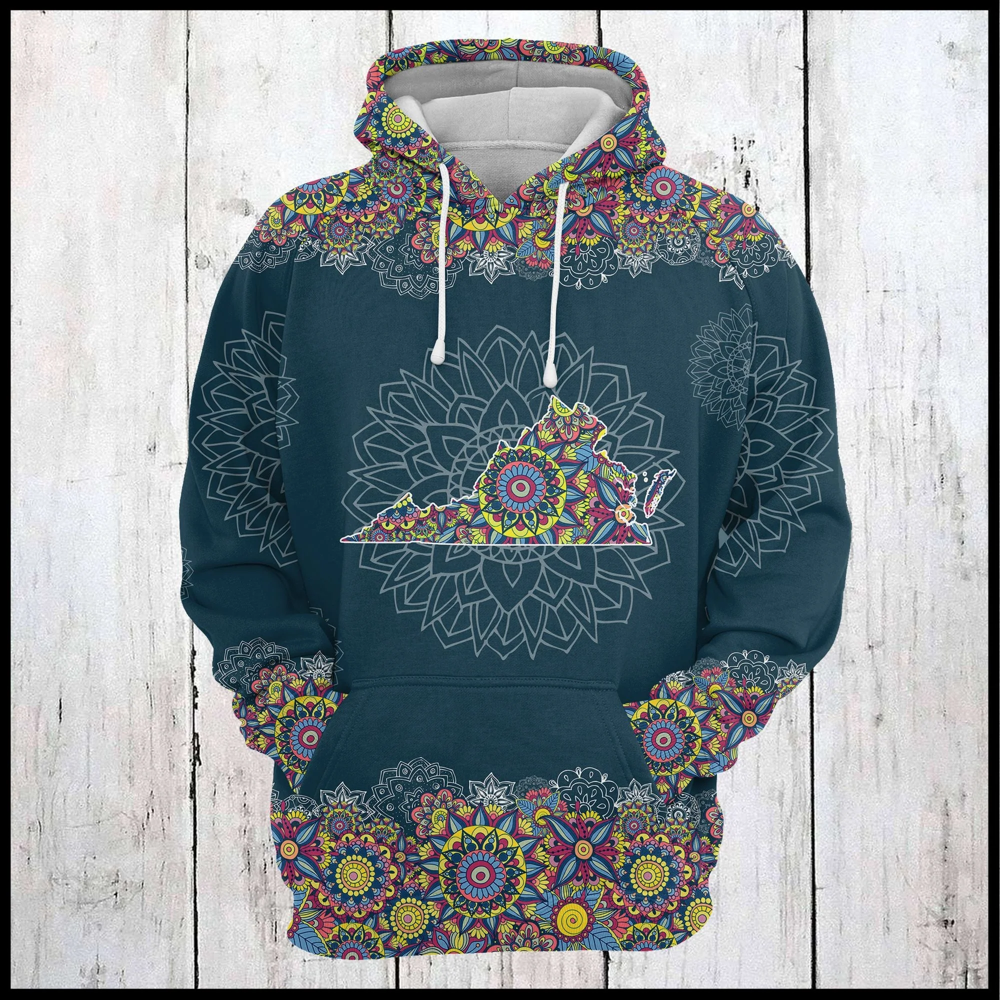 Virginia Mandala Pattern Pullover Premium Hoodie, Perfect Outfit For Men And Women On Christmas New Year Autumn Winter