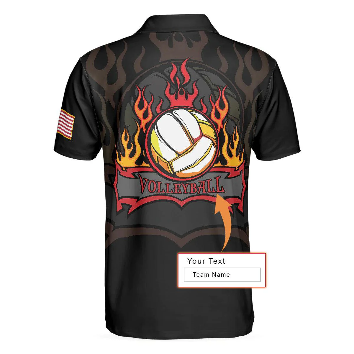 Volleyball Custom Name Polo Shirt, Black American Flag Polo Shirt, Personalized Best Volleyball Shirt - Perfect Gift For Men, Volleyball Lovers - Image 3