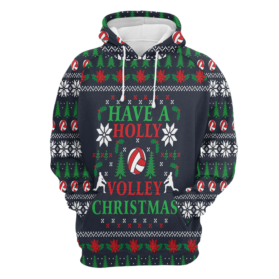 Volleyball Xmas Premium Christmas Hoodie, Have A Holly Volley Christmas Unisex Hoodie For Men & Women - Perfect Gift For Christmas, Volleyball Lovers - Image 3