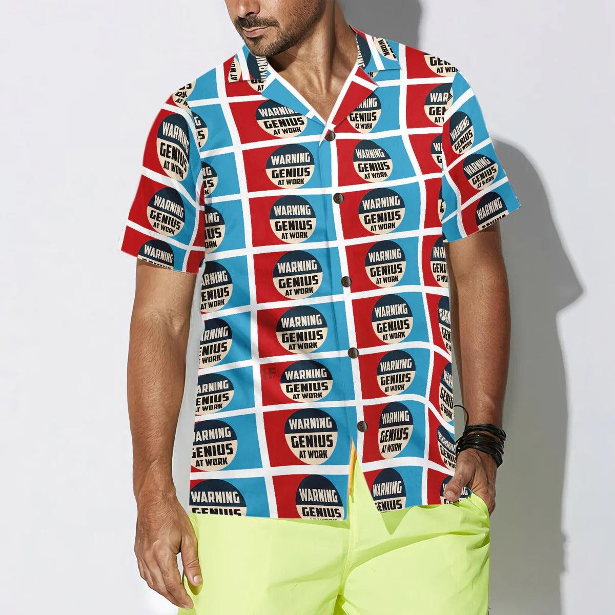 Warning Genius Work Vintage Hawaiian Shirt - Perfect Gift For Lover, Friend, Family - Image 4
