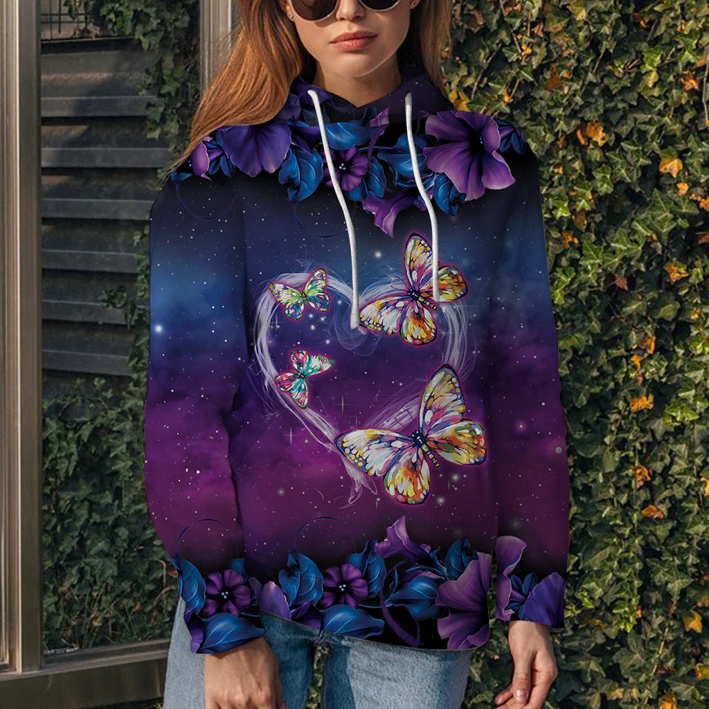 Watercolor Butterfly Love Pullover Premium Hoodie, Perfect Outfit For Men And Women On Christmas New Year Autumn Winter - Image 3