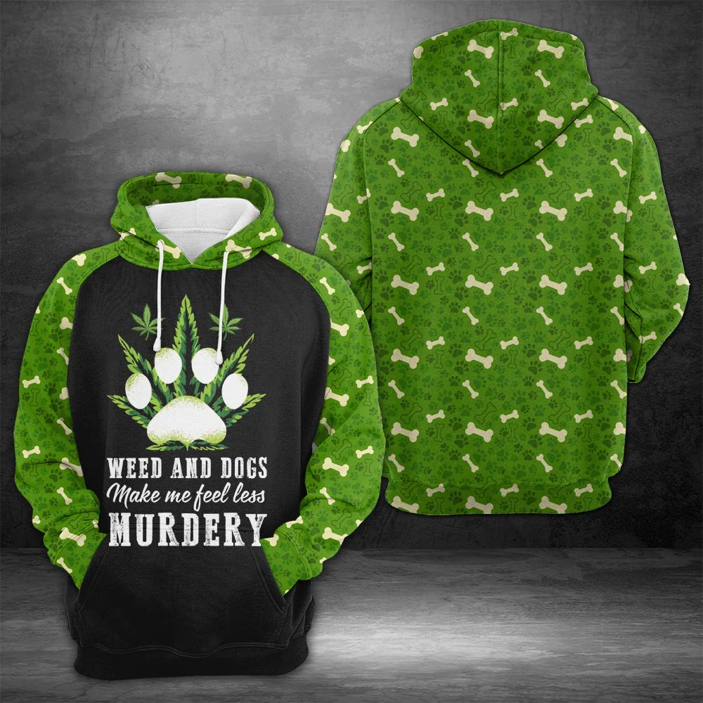 Weed And Dog Pullover Premium Hoodie make Me Feel Less Murdery, Perfect Outfit For Men And Women On Christmas New Year Autumn Winter - Image 2