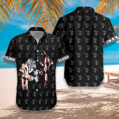 Welder Hawaiian Shirt, American Flag Welder Aloha Shirt For Men - Perfect Gift For Welder, Husband, Boyfriend, Family, Friends