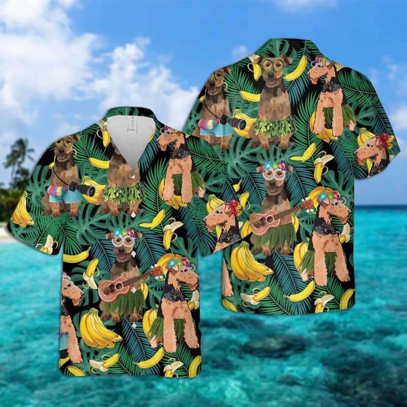 Welsh Terrier Hawaiian Shirt, Tropical Leaves Aloha Shirt For Men - Perfect Gift For Welsh Terrier Lovers, Husband, Boyfriend, Friend, Family