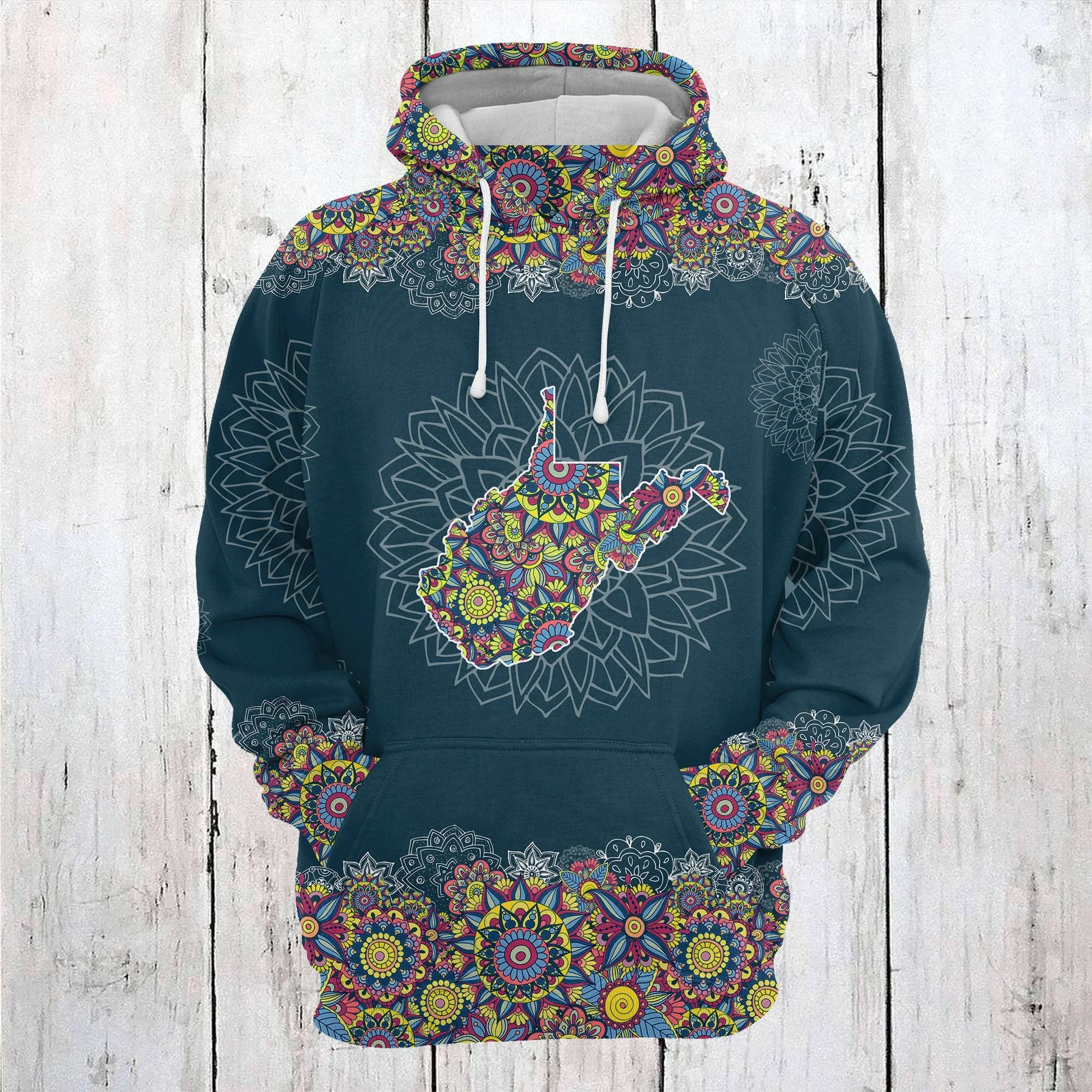 West Virginia Mandala Pattern Pullover Premium Hoodie, Perfect Outfit For Men And Women On Christmas New Year Autumn Winter