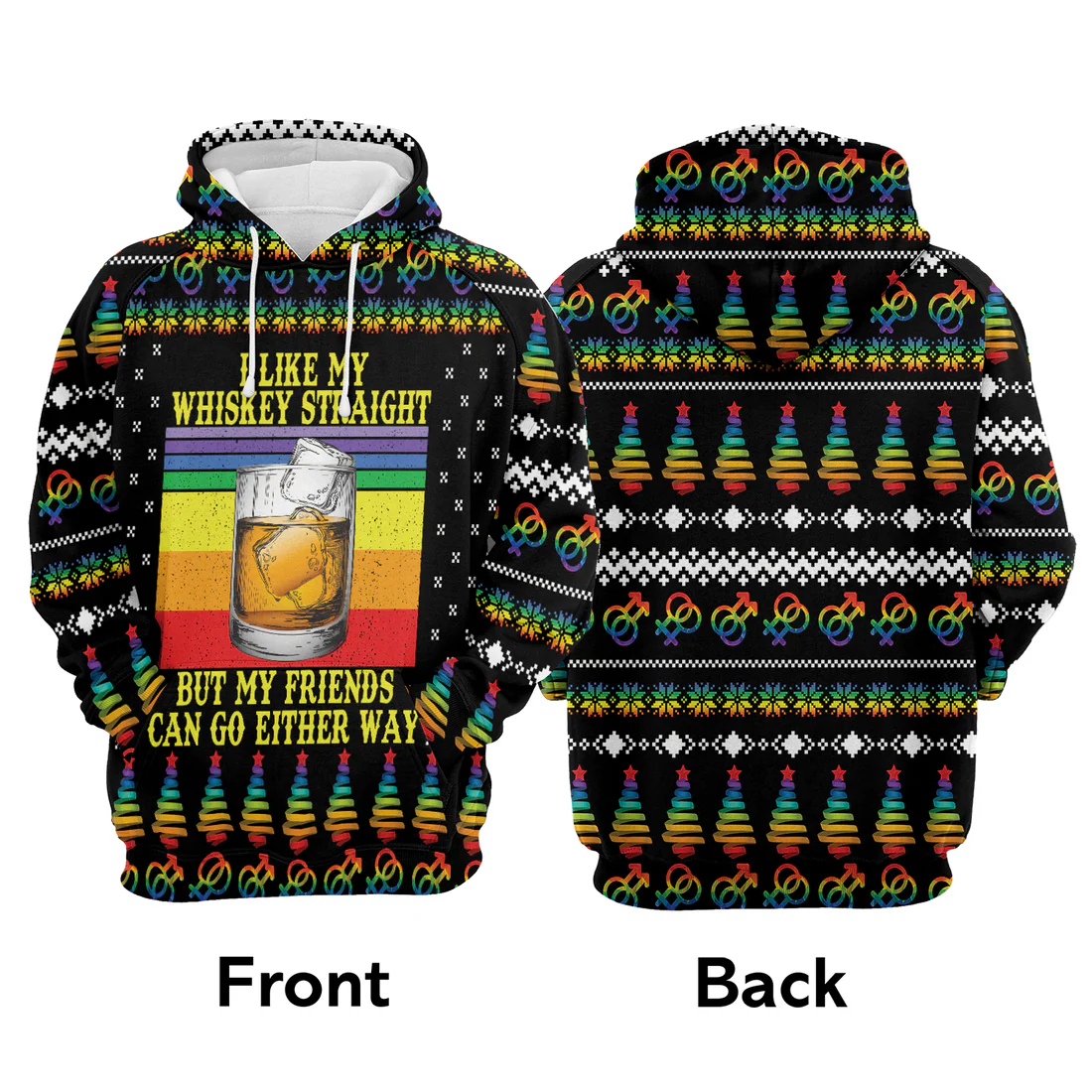 Whiskey Premium Christmas Hoodie, I Like My Whiskey Straight Unisex Hoodie For Men & Women - Perfect Gift For Christmas, Whiskey Lover - Image 3