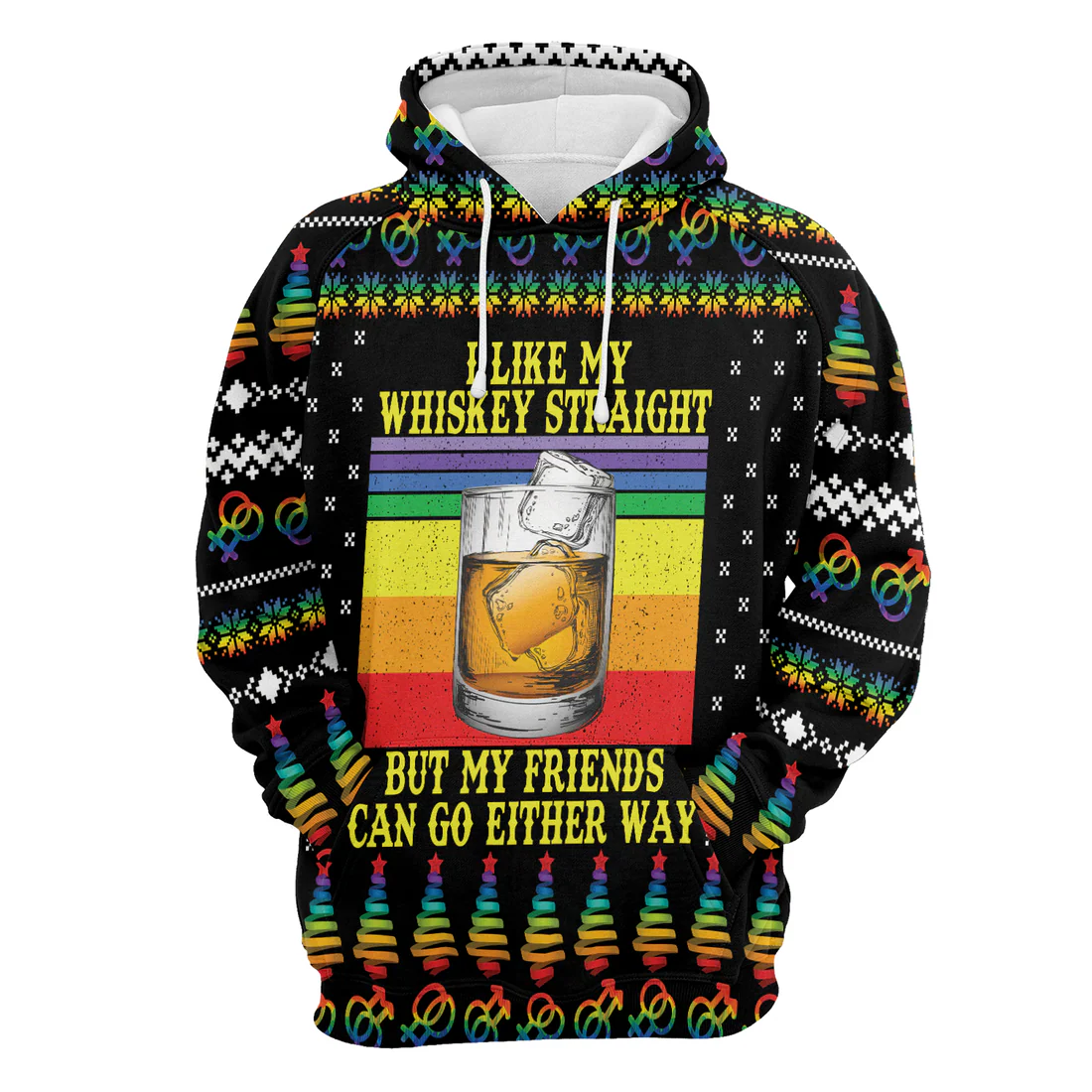 Whiskey Premium Christmas Hoodie, I Like My Whiskey Straight Unisex Hoodie For Men & Women - Perfect Gift For Christmas, Whiskey Lover - Image 4