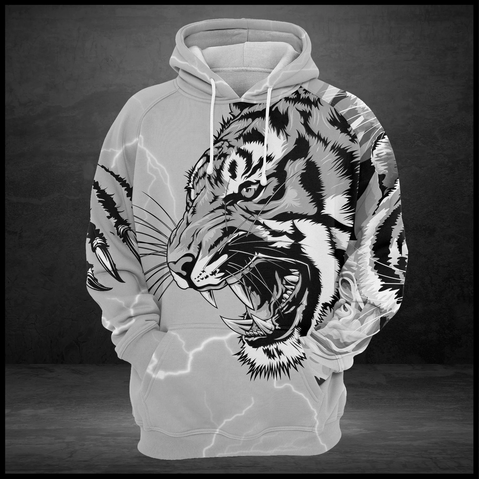 White Tiger Scratch Pullover Premium Hoodie, Perfect Outfit For Men And Women On Christmas New Year Autumn Winter - Image 2
