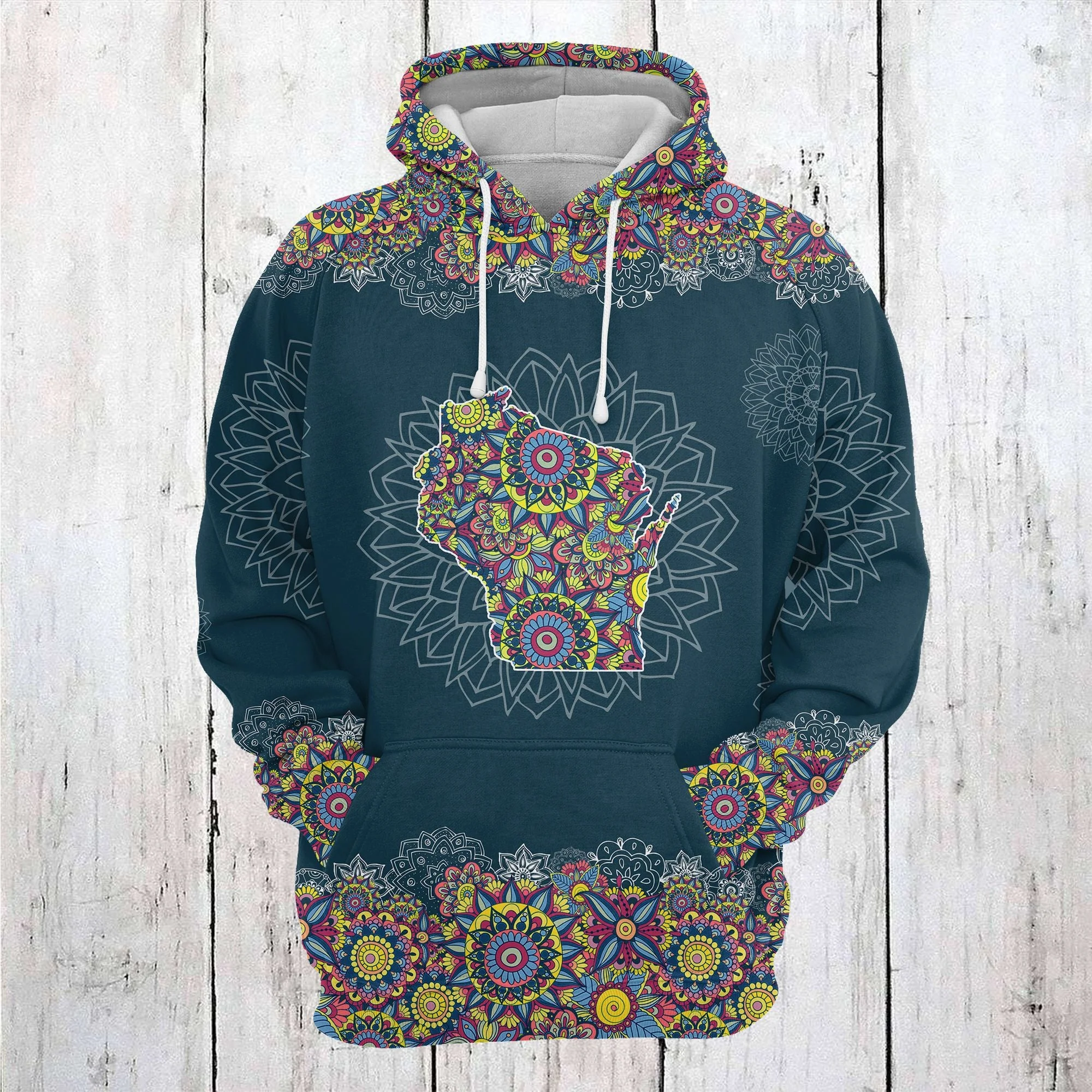 Wisconsin Mandala Awesome Pattern Pullover Premium Hoodie, Perfect Outfit For Men And Women On Christmas New Year Autumn Winter