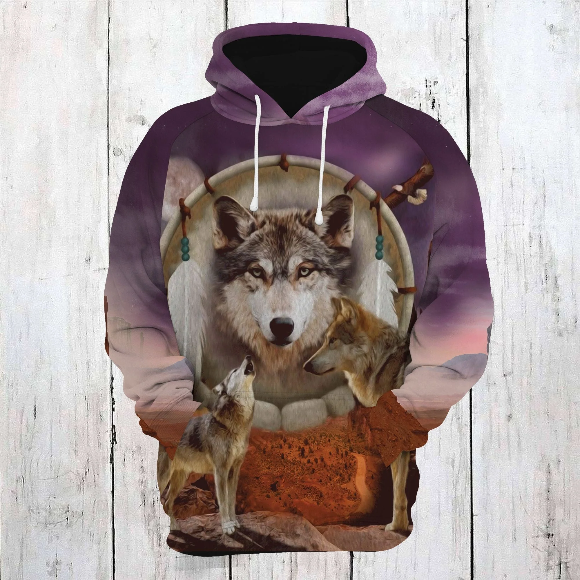 Wolf Family Dreamcatcher Pullover Premium Hoodie, Perfect Outfit For Men And Women On Christmas New Year Autumn Winter - Image 2