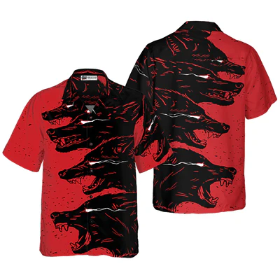 Wolf Hawaiian Shirt, Dangerous Black Wolf Hawaiian Shirt - Perfect Gift For Wolf Lovers, Husband, Boyfriend, Friend, Family - Image 2