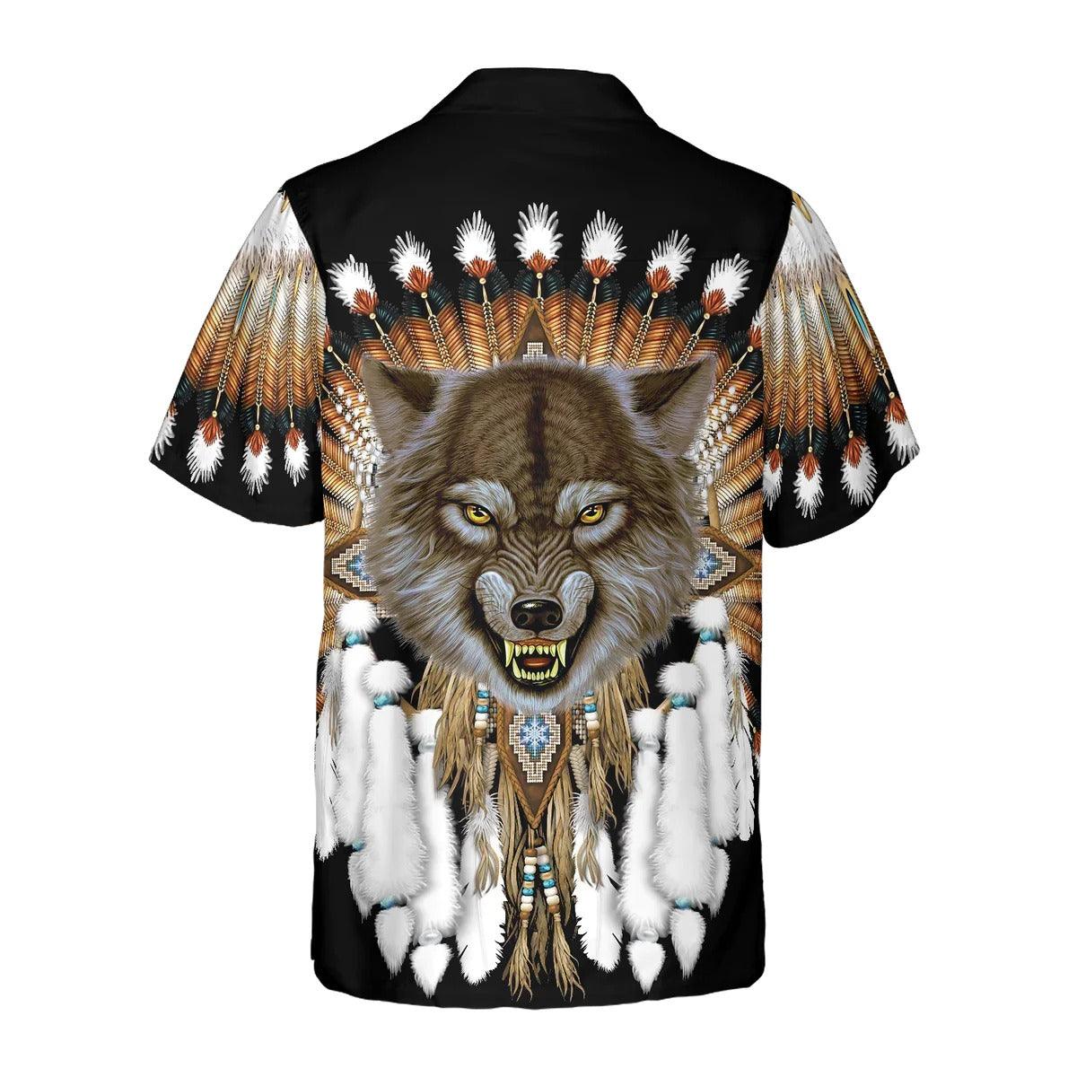 Wolf Hawaiian Shirt, Tribal Angry Wolf Shirt For Men Hawaiian Shirt - Perfect Gift For Wolf Lovers, Husband, Boyfriend, Friend, Family - Image 3