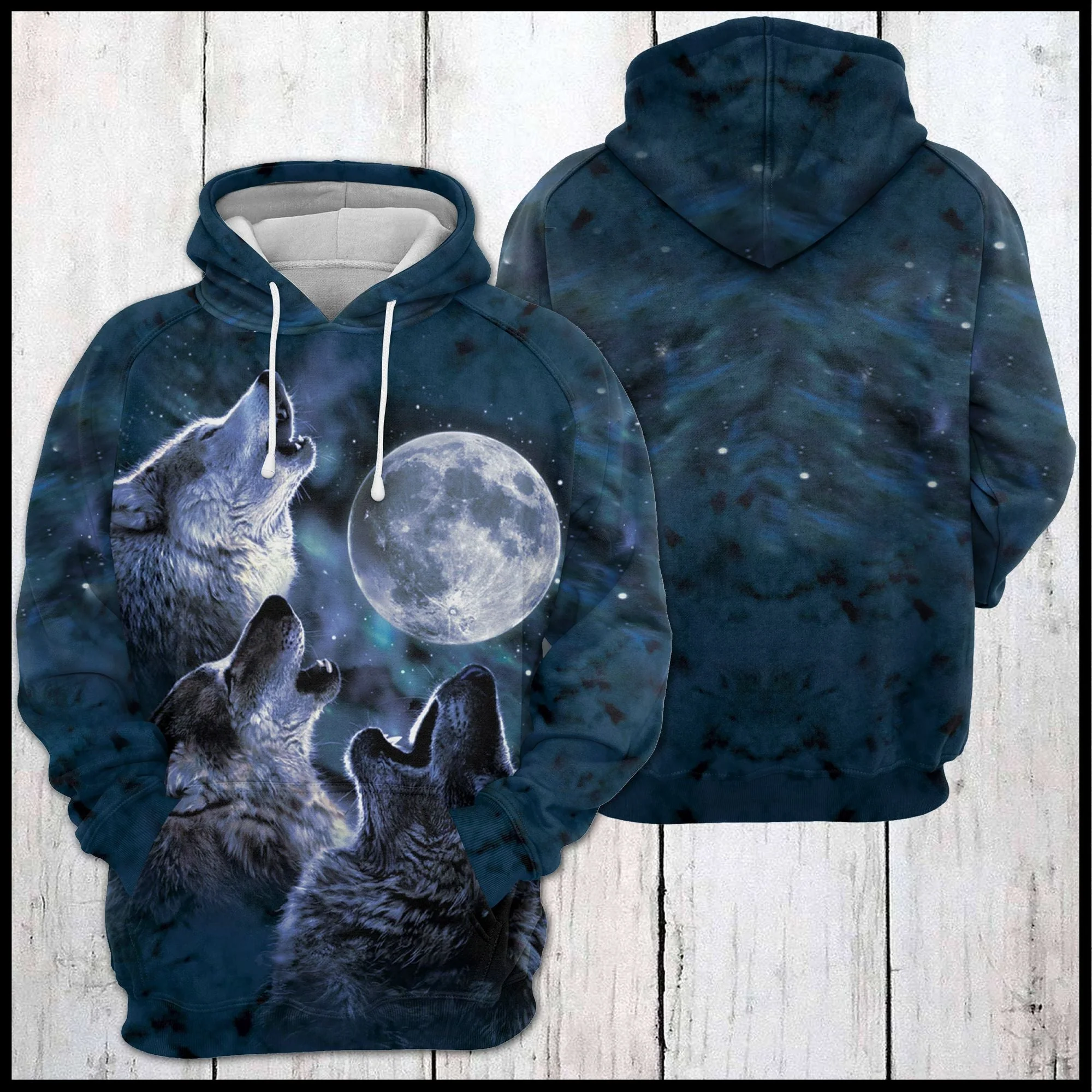 Wolf Howl & Moon Pullover Premium Hoodie, Perfect Outfit For Men And Women On Christmas New Year Autumn Winter - Image 2