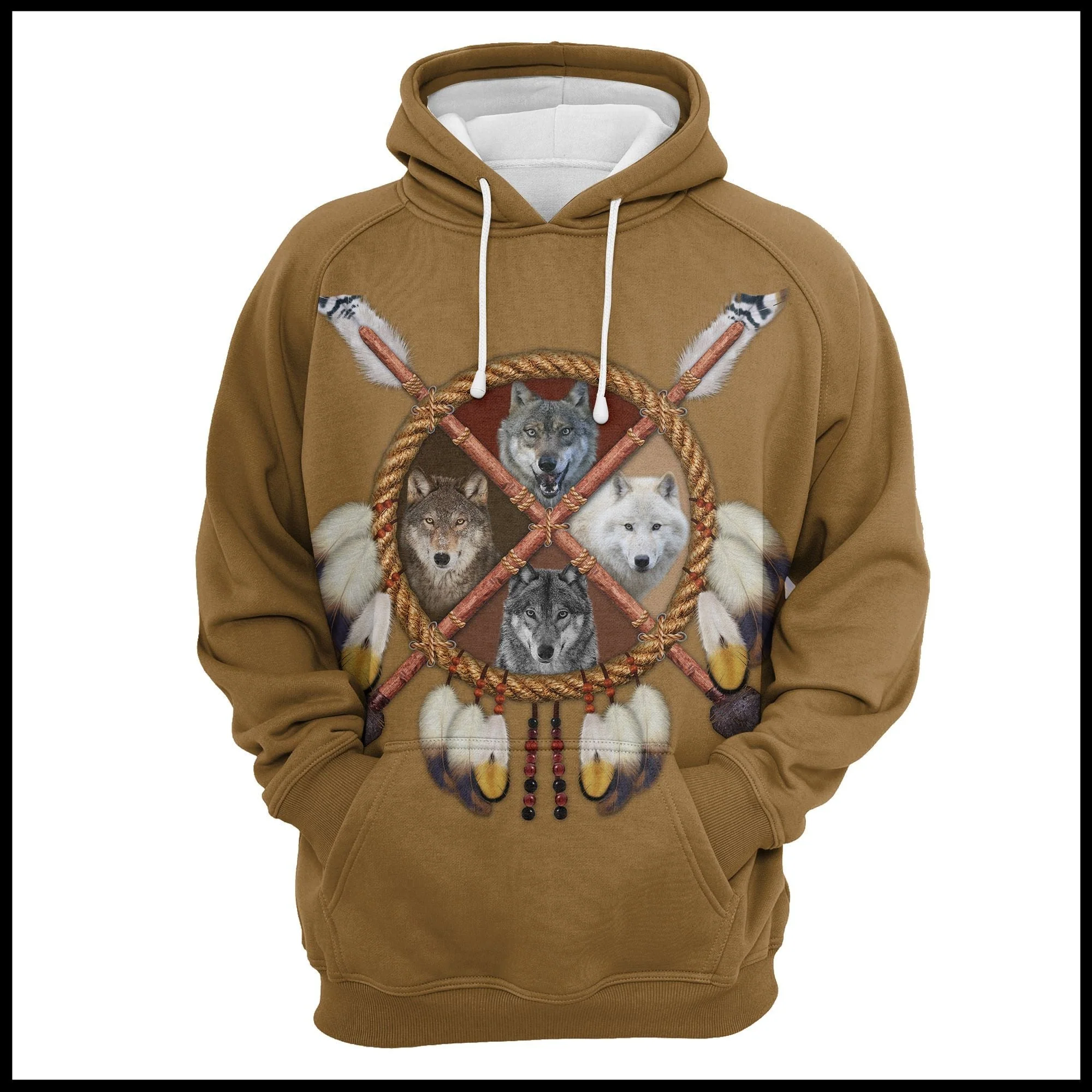 Wolf Native Dreamcatcher Pullover Premium Hoodie, Perfect Outfit For Men And Women On Christmas New Year Autumn Winter - Image 2