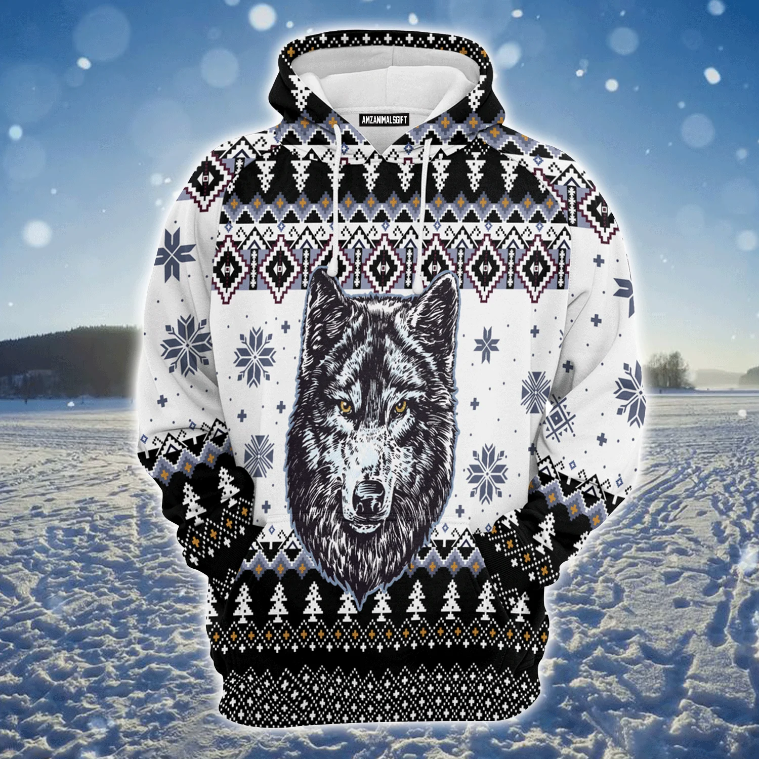 Wolf Premium Christmas Hoodie, Awesome Wolf Christmas Unisex Hoodie For Men & Women - Perfect Gift For Christmas, Wolf Lover